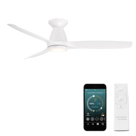 Modern Forms Fans Skylark Indoor or Outdoor Smart Flushmount Ceiling Fan 2700-3000-4000-5000K LED in Matte White FH-W2202-54L-MW